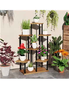 Outsunny Seven Wooden Shelf Plant Stand 2