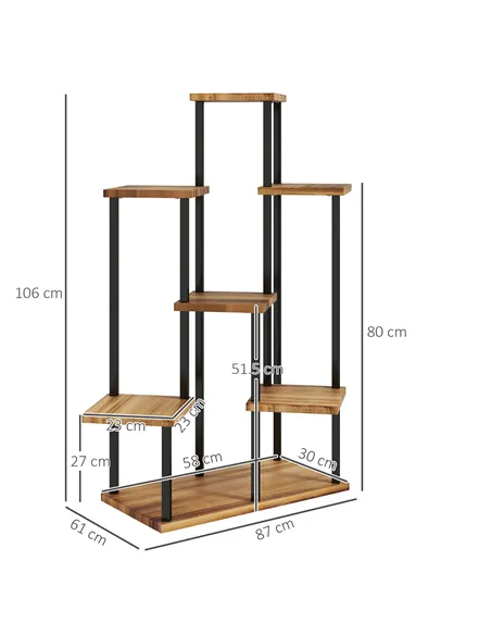 Outsunny Seven Wooden Shelf Plant Stand