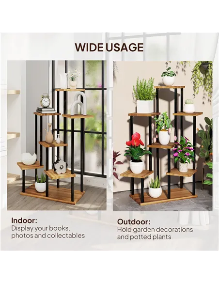 Outsunny Seven Wooden Shelf Plant Stand