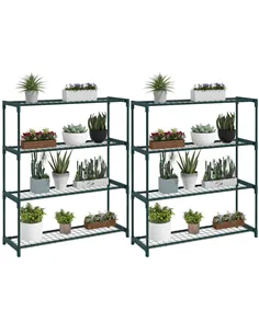Outsunny Modern Plant Stand, 4-Tier Planter Holder with Steel Frame, Outdoor Flower Display Rack for Potted Plants Garden Balcon