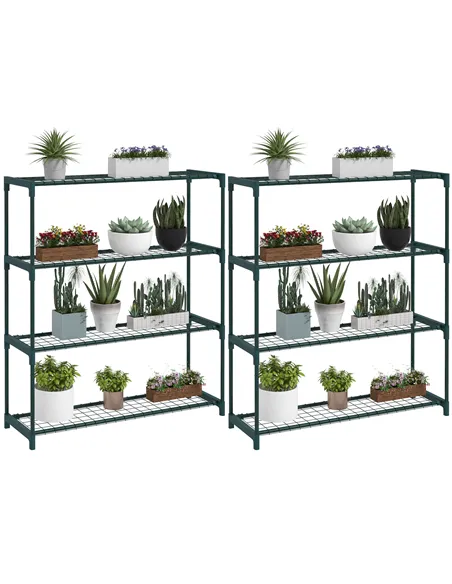 Outsunny Modern Plant Stand, 4-Tier Planter Holder with Steel Frame, Outdoor Flower Display Rack for Potted Plants Garden Balcon