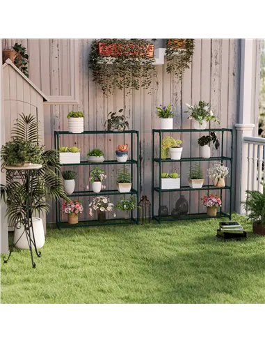 Outsunny Modern Plant Stand, 4-Tier Planter Holder with Steel Frame, Outdoor Flower Display Rack for Potted Plants Garden Balcon