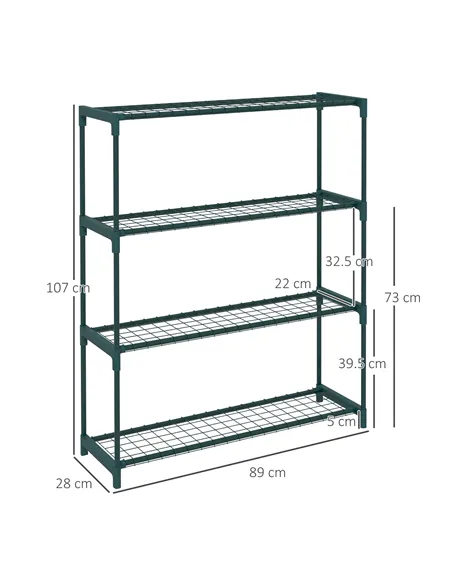 Outsunny Modern Plant Stand, 4-Tier Planter Holder with Steel Frame, Outdoor Flower Display Rack for Potted Plants Garden Balcon