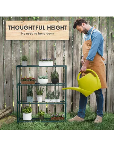 Outsunny Modern Plant Stand, 4-Tier Planter Holder with Steel Frame, Outdoor Flower Display Rack for Potted Plants Garden Balcon