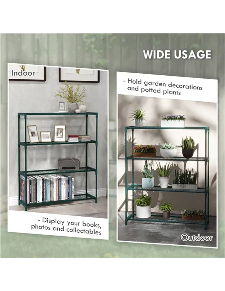 Outsunny Modern Plant Stand, 4-Tier Planter Holder with Steel Frame, Outdoor Flower Display Rack for Potted Plants Garden Balcon