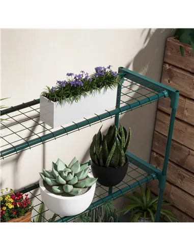 Outsunny Modern Plant Stand, 4-Tier Planter Holder with Steel Frame, Outdoor Flower Display Rack for Potted Plants Garden Balcon