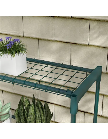Outsunny Modern Plant Stand, 4-Tier Planter Holder with Steel Frame, Outdoor Flower Display Rack for Potted Plants Garden Balcon