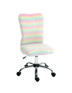 HOMCOM Fluffy Desk Chair, Armless Students Chair, Makeup Vanity Chair with Adjustable Height, Rolling Wheels for Home Study Bedr