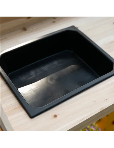 Outsunny Garden Potting Bench Table, Wooden Work Station, Outdoor Planting Workbench with 2 Wheels, Sink, Drawer & Large Storage