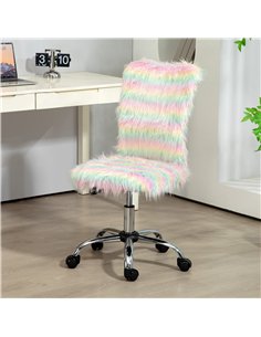 HOMCOM Fluffy Desk Chair, Armless Students Chair, Makeup Vanity Chair with Adjustable Height, Rolling Wheels for Home Study Bedr 2