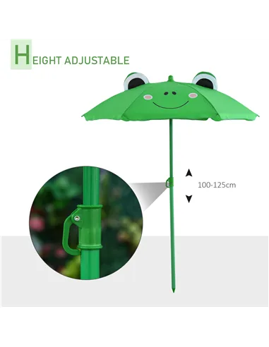 Outsunny Kids Folding Picnic Table Chair Set w/ Parasol, Green