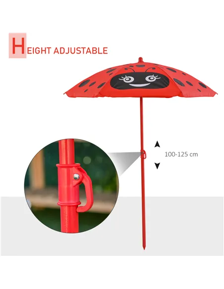 Outsunny Kids Folding Picnic Table Chair Set w/ Parasol, Red
