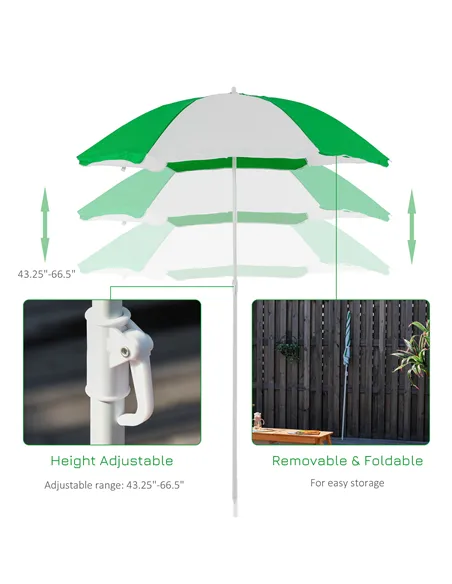 Outsunny Kids Picnic Table with Benches, Wooden Sand and Water Table, Adjustable Parasol, Storage Bins, for Kids 3-6 Years, Brow