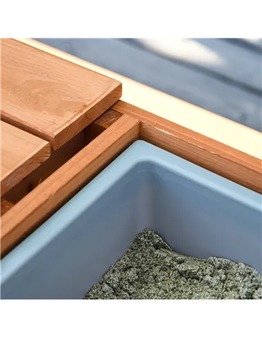 Outsunny Kids Picnic Table with Benches, Wooden Sand and Water Table, Adjustable Parasol, Storage Bins, for Kids 3-6 Years, Brow