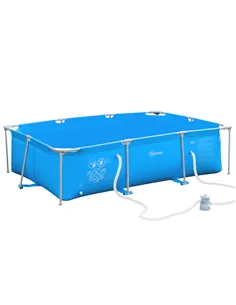 Outsunny Steel Frame Pool with Filter Pump, Filter Cartridge, Reinforced Sidewalls Rust Resistant Above Ground Swimming Pool 292