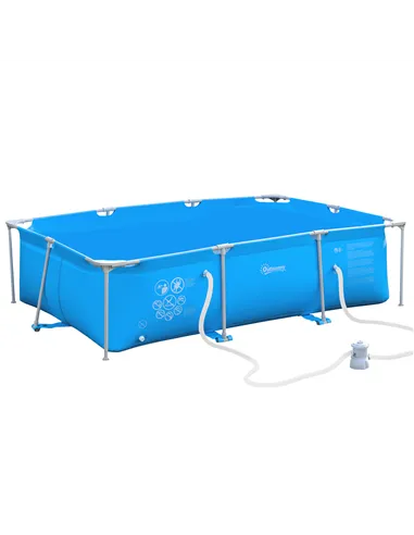 Outsunny Steel Frame Pool with Filter Pump, Filter Cartridge, Reinforced Sidewalls Rust Resistant Above Ground Swimming Pool 292