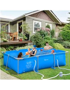 Outsunny Steel Frame Pool with Filter Pump, Filter Cartridge, Reinforced Sidewalls Rust Resistant Above Ground Swimming Pool 292 2