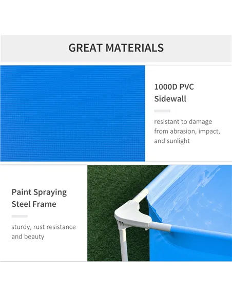 Outsunny Steel Frame Pool with Filter Pump, Filter Cartridge, Reinforced Sidewalls Rust Resistant Above Ground Swimming Pool 292