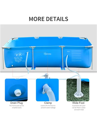 Outsunny Steel Frame Pool with Filter Pump, Filter Cartridge, Reinforced Sidewalls Rust Resistant Above Ground Swimming Pool 292