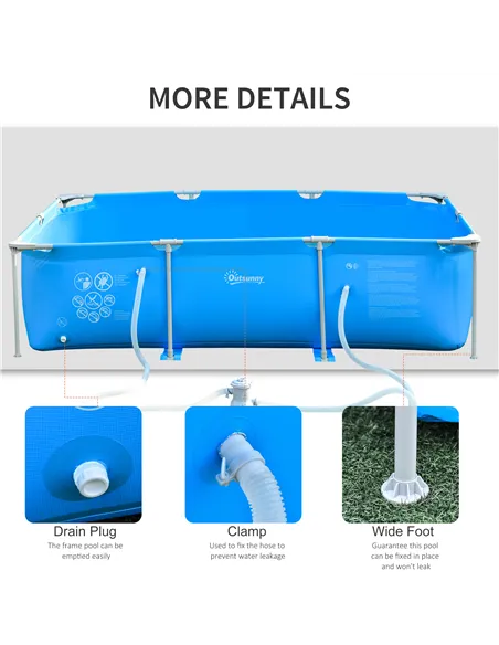 Outsunny Steel Frame Pool with Filter Pump, Filter Cartridge, Reinforced Sidewalls Rust Resistant Above Ground Swimming Pool 292