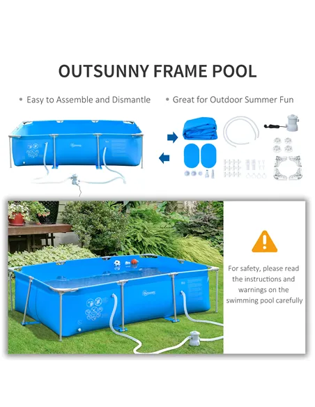 Outsunny Steel Frame Pool with Filter Pump, Filter Cartridge, Reinforced Sidewalls Rust Resistant Above Ground Swimming Pool 292