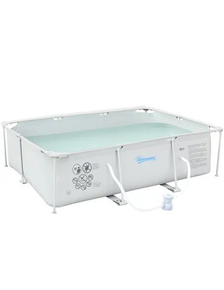Outsunny Steel Frame Pool with Filter Pump, Filter Cartridge, Reinforced Sidewalls Rust Resistant Above Ground Swimming Pool 292