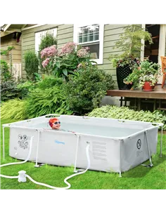 Outsunny Steel Frame Pool with Filter Pump, Filter Cartridge, Reinforced Sidewalls Rust Resistant Above Ground Swimming Pool 292 2