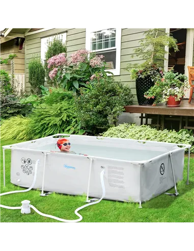 Outsunny Steel Frame Pool with Filter Pump, Filter Cartridge, Reinforced Sidewalls Rust Resistant Above Ground Swimming Pool 292