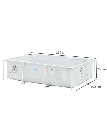 Outsunny Steel Frame Pool with Filter Pump, Filter Cartridge, Reinforced Sidewalls Rust Resistant Above Ground Swimming Pool 292