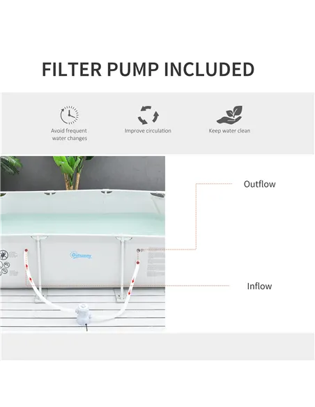 Outsunny Steel Frame Pool with Filter Pump, Filter Cartridge, Reinforced Sidewalls Rust Resistant Above Ground Swimming Pool 292