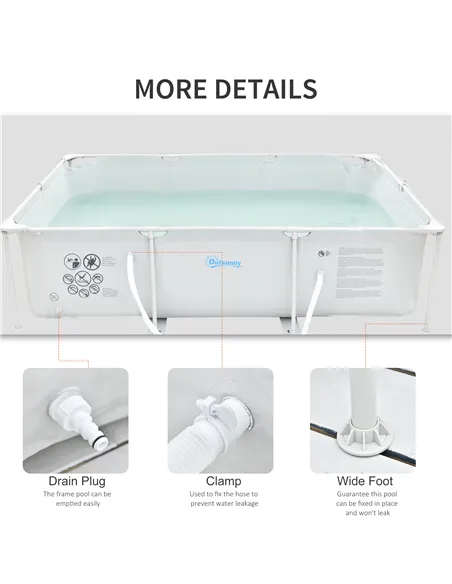 Outsunny Steel Frame Pool with Filter Pump, Filter Cartridge, Reinforced Sidewalls Rust Resistant Above Ground Swimming Pool 292