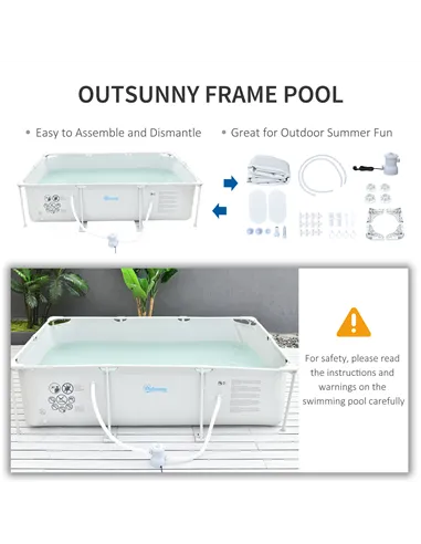 Outsunny Steel Frame Pool with Filter Pump, Filter Cartridge, Reinforced Sidewalls Rust Resistant Above Ground Swimming Pool 292