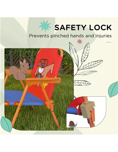 Outsunny Kids Picnic Table and Chair Set, Cowboy Themed Outdoor Garden Furniture w/ Foldable Chairs, Adjustable Parasol