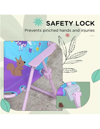 Outsunny Kids Picnic Table and Chair Set, Fairy Themed Outdoor Garden Furniture w/ Foldable Chairs, Adjustable Parasol