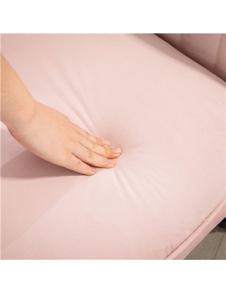 HOMCOM Velvet-Feel Tub Office Chair, with Seat Cushion - Pink