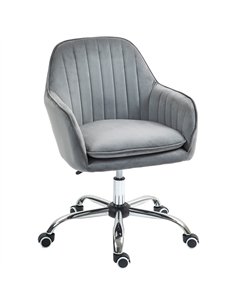 HOMCOM Office Chair, Swivel Desk Chair, Velvet-Feel Fabric Vanity Chair with Adjustable Height and Rolling Wheels for Home Work 