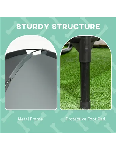 PawHut Raised Dog Bed Waterproof Elevated Pet Cot with Breathable Mesh UV Protection Canopy Grey, for Large Dogs, 92 x 76 x 90cm