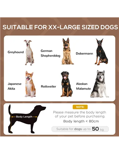 PawHut Raised Dog Bed Waterproof Elevated Pet Cot with Breathable Mesh UV Protection Canopy Brown, for XL Dogs, 122 x 92 x 108cm