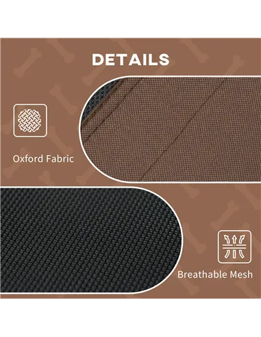 PawHut Raised Dog Bed Waterproof Elevated Pet Cot with Breathable Mesh UV Protection Canopy Brown, for XL Dogs, 122 x 92 x 108cm