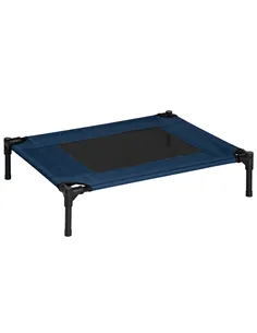 PawHut Raised Dog Bed Cat Elevated Lifted Puppy Pet Elevated Cot Portable Camping Basket – Blue (Medium)