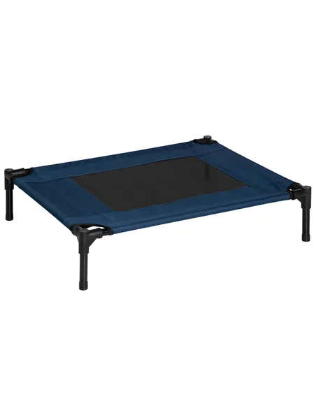 PawHut Raised Dog Bed Cat Elevated Lifted Puppy Pet Elevated Cot Portable Camping Basket – Blue (Medium)