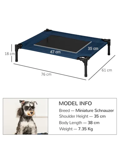 PawHut Raised Dog Bed Cat Elevated Lifted Puppy Pet Elevated Cot Portable Camping Basket – Blue (Medium)