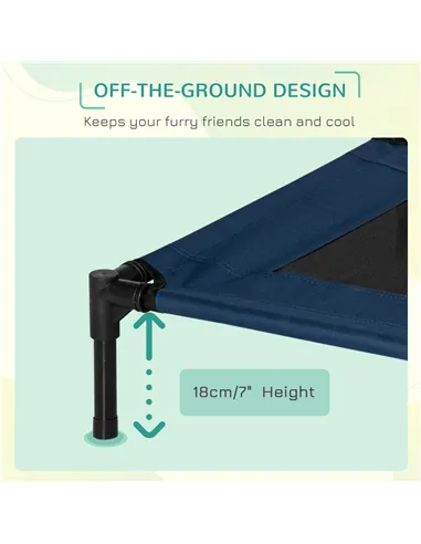 PawHut Raised Dog Bed Cat Elevated Lifted Puppy Pet Elevated Cot Portable Camping Basket – Blue (Medium)
