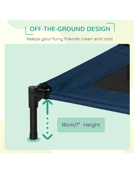 PawHut Raised Dog Bed Cat Elevated Lifted Puppy Pet Elevated Cot Portable Camping Basket – Blue (Medium)