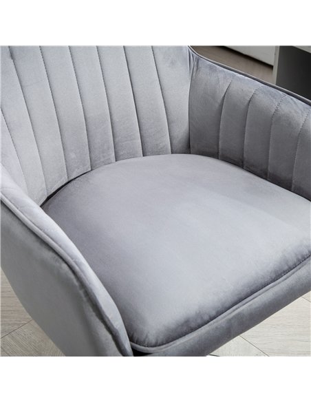 HOMCOM Office Chair, Swivel Desk Chair, Velvet-Feel Fabric Vanity Chair with Adjustable Height and Rolling Wheels for Home Work 