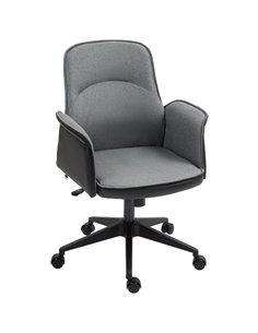 HOMCOM Linen and Faux Leather Mix Office Chair - Grey