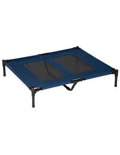 PawHut Raised Dog Bed Cat Elevated Lifted Puppy Pet Elevated Cot Portable Camping Basket – Blue (Large)