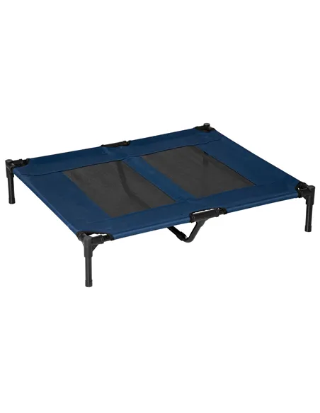 PawHut Raised Dog Bed Cat Elevated Lifted Puppy Pet Elevated Cot Portable Camping Basket – Blue (Large)
