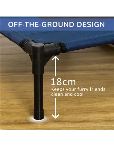 PawHut Raised Dog Bed Cat Elevated Lifted Puppy Pet Elevated Cot Portable Camping Basket – Blue (Large)