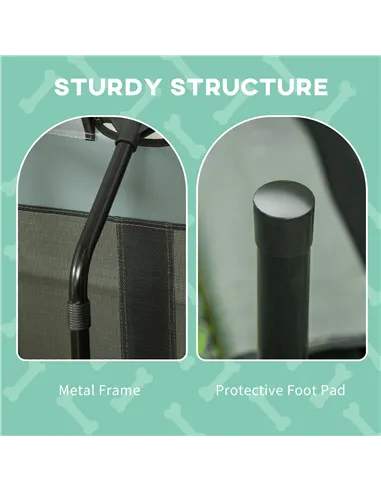 PawHut Raised Dog Bed Waterproof Elevated Pet Cot with Breathable Mesh UV Protection Canopy Grey, for XL Dogs, 122 x 92 x 108cm